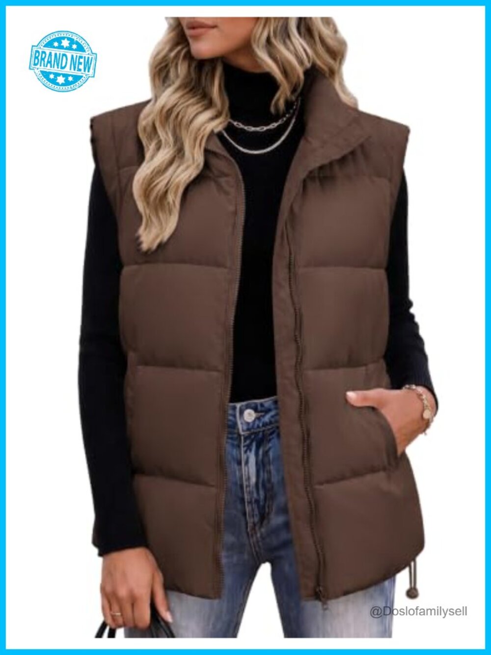 Quilted Puffer Vest Sleeveless Zip Up Lightweight Winter Coat